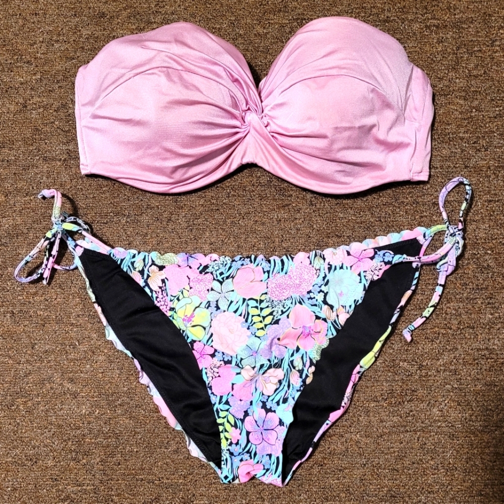Victoria Secret pink floral bikini set 36D/Large